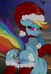  anus big_butt butt christmas clothing equid equine feral friendship_is_magic hat headgear headwear holidays looking_back lunar_cipher mammal my_little_pony pterippus pussy rainbow_dash_(mlp) raised_tail santa_hat wings 