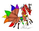  canid canine centaur equid equid_taur equine fae female fox hooves horse kyrin kyrin(artist) mammal mammal_taur multi_tail rainbow taur 