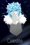  ambiguous_gender anthro blue_eyes blue_hair clothing felid feline fur gem gem_creature glistening hair hi_res land_of_the_lustrous looking_at_viewer mammal mineral_fauna pantherine solo tiger white_body white_fur 纯音_泉几 
