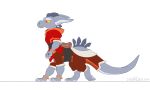  2019 2d_animation animated claws clothed clothing dragon dragon_taur fully_clothed lauralien simple_background solo taur walk_cycle walking white_background 
