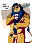  anthro balls barazoku big_(disambiguation) bodily_fluids father felid feline genital_fluids hi_res invalid_tag kemono lion male mammal muscular pantherine parent penis precum ursid 