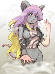  2020 absurd_res anthro bodily_fluids bottomless breasts byakuren_hijiri clothed clothing female hair hi_res mammal murid murine open_mouth pink_hair rat rodent solo tears toribako torn_clothing touhou transformation video_games whiskers 