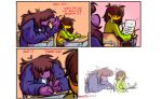  clothing comic deltarune desk digital_media_(artwork) furniture human kris_(deltarune) mammal monster powerjam susie_(deltarune) video_games 