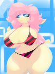  2020 anthro artesjsc audino big_breasts bikini blue_eyes breasts clothing fan_character female hair huge_breasts huge_thighs nintendo pink_hair pok&eacute;mon pok&eacute;mon_(species) quote_the_audino solo swimwear thick_thighs underwear video_games 