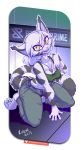  2019 anthro biped bottomwear breasts clothed clothing derideal digital_drawing_(artwork) digital_media_(artwork) domestic_cat felid feline felis female hi_res humanoid_hands ivory_(derideal) kiaun kneeling looking_at_viewer mammal open_mouth pawpads paws signature simple_background smile solo text topwear url 