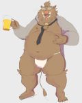  2012 anthro asian_clothing belly blush brown_body brown_fur bulge clothed clothing east_asian_clothing fundoshi fur humanoid_hands japanese_clothing maguro male mammal moobs navel necktie nipples open_shirt overweight overweight_male shirt solo suid suina sus_(pig) topwear underwear wild_boar 
