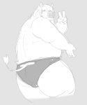  2013 anthro belly blush bulge clothing humanoid_hands maguro male mammal overweight overweight_male simple_background solo suid suina sus_(pig) underwear wild_boar 