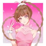  animal_ears big_eyes brown_hair bunny_ears douluo_dalu dress heart highres long_braid manhua pink_dress xiao_wu_(douluo_dalu) 