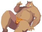  2011 anthro belly blush bulge clothing humanoid_hands lying maguro male mammal moobs navel nipples overweight overweight_male solo suid suina sus_(pig) underwear wild_boar 
