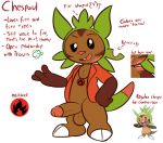  2020 2_toes 3_fingers anthro balls black_sclera brown_balls brown_body brown_fur brown_penis burn_scar chespaul chespin claws clothing english_text erection felino fingers fur hand_on_hip hi_res humanoid_penis looking_at_viewer male model_sheet nintendo open_mouth penis pink_nose pok&eacute;mon pok&eacute;mon_(species) red_clothing red_topwear solo_focus striped_body striped_fur stripes text toe_claws toes topwear treecko treecky video_games white_backgroud white_eyes 