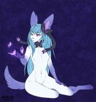  2020 alishka anthro blue_hair breasts digital_media_(artwork) featureless_breasts female hair hi_res navel nintendo nude pink_eyes pok&eacute;mon solo video_games 