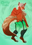 absurd_res anthro avian big_breasts bird breasts canid canine clothed clothing female fox garter_belt_leggings glenthefossa hi_res hybrid mammal topless 