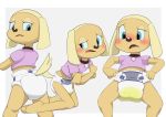  anthro blush bodily_fluids brandy_and_mr._whiskers brandy_harrington canid canine canis clothing collar diaper disney domestic_dog female genital_fluids hi_res kneeling mammal nyanyakotarou open_mouth peeing shirt solo topwear urine wet_diaper wetting 