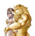  2011 anthro arufina_w barely_visible_genitalia breasts duo female female_on_anthro genitals human human_on_anthro humanoid_hands interspecies male male/female mammal nipples overweight overweight_male simple_background suid suina sus_(pig) white_background wild_boar 