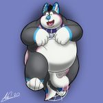  1:1 2020 anthro belly blue_nose canid canine canis domestic_dog eyes_closed hi_res humanoid_hands mammal obese overweight simple_background solo thefuzzy_husky 