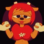  1:1 animated anthro bouncing_breasts bovid breasts caprine clothed clothing convenient_censorship disembodied_hand duo eyelashes female fridge_(artist) fur hair half-closed_eyes hand_holding horn lammy_lamb lipstick makeup mammal narrowed_eyes navel open_mouth orange_body orange_fur parappa_the_rapper red_hair red_lipstick sheep shirt simple_background smile sony_corporation sony_interactive_entertainment t-shirt topwear um_jammer_lammy video_games 