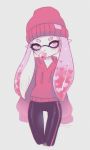  &lt;3 2018 bottomwear bubble_gum cephalopod clothing female grey_background hat headgear headwear hi_res hoodie humanoid inkling marine mollusk nintendo pants pink_theme portrait simple_background solo spacecolonie splatoon topwear video_games 