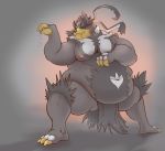  2020 anthro belly black_body black_fur clothing fur humanoid_hands legendary_pok&eacute;mon loincloth male mammal moobs navel nintendo nipples obese overweight pok&eacute;mon pok&eacute;mon_(species) simple_background solo steen urshifu video_games 