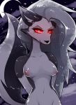  anthro breasts canid canid_demon canine canis demon female fur glowing glowing_eyes hair hellhound helluva_boss hi_res loona_(vivzmind) mammal moon napdust nipples nude red_sclera smile solo star white_body white_fur wolf 