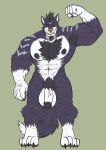  4_toes 5_fingers abs anthro armpit_hair balls beard biceps big_balls big_muscles big_penis black_claws black_glans black_hair black_nipples black_sclera blue_body blue_fur body_hair canid canine canis chest_hair claws domestic_dog ear_piercing ear_ring eyebrows facial_hair fingers flaccid flexing fur genitals glans green_eyes grin hair hi_res huge_balls huge_muscles husky looking_at_viewer male mammal mrkatman muscular muscular_male nipples nordic_sled_dog nude pawpads pecs penis piercing pink_nose quads simple_background smile solo spitz standing striped_body striped_fur stripes thick_eyebrows toes triceps vein veiny_muscles veiny_penis white_body white_fur white_penis zekken 
