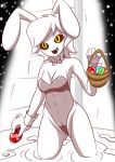  black_sclera breasts bunny_costume bunny_ears_(disambiguation) clothing costume crossgender delirium_(tboi) easter_egg female glowing glowing_eyes goo_(disambiguation) goo_creature hair hi_res medium_breasts playboy_bunny pole short_hair slime smile standing the_binding_of_isaac_(series) unknownlewder video_games white_body white_hair white_skin wide_hips yellow_eyes 