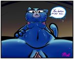  2020 absurd_res anthro blue_body blue_fur bodily_fluids breasts cartoon_network digital_media_(artwork) domestic_cat felid feline felis female first_person_view fourball fur genitals hi_res mammal mary_senicourt mature_female nipples nude pussy the_amazing_world_of_gumball whiskers 