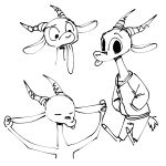  1:1 2020 ambiguous_gender antelope anthro barefoot black_and_white bovid chico_(fuel) clothed clothing facial_markings fuel_(artist) gazelle hands_in_pockets head_markings holding_ears horn jacket long_tongue looking_at_viewer mammal markings monochrome pockets simple_background solo tongue tongue_out topwear white_background 