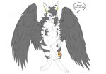  2020 anthro black_body black_feathers black_fur breasts demon dktorzi ear_piercing ear_ring english_text feathered_wings feathers female fur genitals mammal nipples nude pendant piercing pussy sakido_elexion slightly_damned speech_bubble text webcomic white_body white_fur wings 