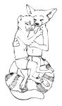  2020 ambiguous_gender anthro arm_tuft barefoot black_and_white boxer_briefs canid canine cheek_tuft chest_tuft clothed clothing cuddling duo elbow_tufts eyes_closed facial_tuft fox fuel_(artist) head_tuft hi_res inner_ear_fluff knee_tuft leg_tuft lying male male/male mammal monochrome neck_tuft on_back on_side ringtail simple_background sleeping smile solo topless tuft underwear white_background 
