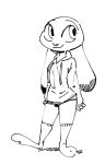  2020 :3 anthro black_and_white clothed clothing dipstick_ears disney female fuel_(artist) hoodie judy_hopps lagomorph legwear leporid mammal monochrome multicolored_ears rabbit simple_background smile socks solo standing topwear white_background zootopia 
