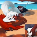  1:1 2017 5_fingers ailurid angiewolf anthro anthro_on_anthro ass_up balls balls_on_face beach beach_umbrella big_balls big_penis biped black_body black_claws black_fur black_nose blurred_background blush bottomwear brown_body brown_fur brown_penis bulge butt cheek_tuft claws clothed clothing cutaway day detailed_background digital_drawing_(artwork) digital_media_(artwork) duo_focus ear_piercing eyebrows facial_markings facial_piercing facial_tuft fingers fluffy fluffy_tail front_view fur fur_markings genital_piercing genitals girly green_eyes group hair hair_over_eye half-erect hand_on_balls hand_on_head head_grab head_markings head_tuft humanoid_hands humanoid_penis licking licking_lips licking_own_lips lip_piercing long_tail looking_at_balls low-angle_view lying male male/male mammal markings mink multicolored_body multicolored_fur multiple_images multiple_scenes mustelid musteline nude on_back on_front on_ground one_eye_closed one_eye_obstructed outside pants pawpads paws penile penis penis_grab penis_piercing piercing pink_eyes prince_albert_piercing public raised_tail red_body red_fur red_panda ringtail sand sea seaside self_lick sex smile spread_legs spreading three-quarter_view toes tongue tongue_out tuft water white_body white_fur white_hair 