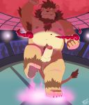  2020 anthro armpit_hair balls belly body_hair dynamax erection felid genitals hi_res humanoid_hands humanoid_penis lion macro male mammal moobs nintendo nipples nude overweight overweight_male pantherine penis pok&eacute;mon solo stadium tongue tongue_out v2wolf video_games 
