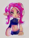  2018 agent_8_(splatoon) black_bottomwear black_clothing black_topwear bottomwear cephalopod clothing female grey_background humanoid marine mollusk nintendo octarian octoling portrait simple_background solo spacecolonie splatoon topwear video_games 