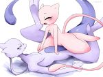  4:3 anthro blush duo female genitals legendary_pok&eacute;mon male mammal mew mewtwo napdust nintendo nude pok&eacute;mon pok&eacute;mon_(species) pussy sex video_games 