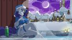  16:9 anthro anthrofied breasts candle clothed clothing equid eyes_closed eyeshadow female friendship_is_magic horn makeup mammal midriff mistletoe moon my_little_pony panties plant rarity_(mlp) solo underwear unicorn unicorn_horn winter yawg 