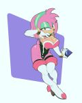  absurd_res amy_rose anthro big_breasts breasts cleavage clothed clothing eulipotyphlan eyeshadow feliscede female half-closed_eyes hedgehog hi_res lipstick looking_at_viewer makeup mammal narrowed_eyes simple_background solo sonic_the_hedgehog_(series) 
