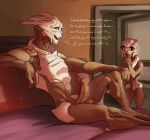  alien anonymous_artist bad_parenting balls bed cub erection father father_and_child father_and_son furniture genitals hi_res imminent_sex incest male male/male mass_effect parent parent_and_child son turian video_games young 