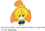  animal_crossing blush canid clothing english_text female humanoid isabelle_(animal_crossing) mammal meme nintendo text video_games vilepluff 