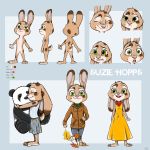  1:1 child clothing disney dress giant_panda green_eyes hi_res lagomorph leporid mammal model_sheet plushie rabbit suzie_hopps ursid yellow_clothing yellow_dress young ziegelzeig zootopia 