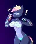  2018 angrycaboose angrycabooseart anthro breasts canid canine clothed clothing dhole female hi_res mammal panties simple_background solo thick_thighs topless underwear 