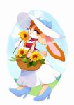  2019 anthro clothing dress female flower footwear gloves half-closed_eyes handwear hat headgear headwear high_heels lagomorph long_ears mammal motobugg narrowed_eyes plant shoes smile solo sonic_the_hedgehog_(series) vanilla_the_rabbit video_games 