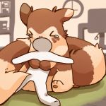  1:1 2020 brown_body brown_fur eyes_closed fur furret hi_res hug ke_mo_suke kemono nintendo pok&eacute;mon pok&eacute;mon_(species) sitting video_games 