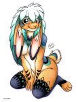  2019 anthro breasts buckteeth domestic_rabbit female green_hair hair lagomorph leporid long_ears long_hair lop_rabbit mammal michele_light nude oryctolagus rabbit solo teeth tika_(stria) 