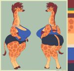  anthro big_breasts big_butt breasts butt cleavage clothed clothing female giraffe giraffe_mom giraffid huge_butt javanshir mammal mature_female simple_background solo thick_thighs wide_hips 