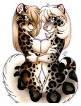  2019 anthro bracelet breast_squish breasts breasts_frottage clouded_leopard duo fangs felid female fluffy fluffy_tail jewelry looking_at_viewer mammal michele_light nude pantherine snow_leopard spots squish 