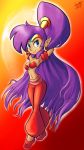  2019 blue_eyes breasts clothing ear_piercing ear_ring female footwear genie hair hi_res humanoid humanoid_pointy_ears jamoart long_hair navel not_furry piercing ponytail purple_hair shantae shantae_(series) smile solo video_games wayforward 