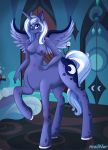  2019 absurd_res accessory areola blue_eyes blue_hair blue_theme breasts clothing equid female friendship_is_magic hair hair_accessory hairpin hi_res horn legwear mailner mammal my_little_pony nipples nude princess_luna_(mlp) socks solo taur winged_unicorn wings 