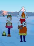  2019 ambiguous_gender anthro ball brown_hair budew cinderace clothed clothing cold day female fluffy freezing gloria_(pok&eacute;mon) group hair hat headgear headwear holding_ball holding_object human mammal mountain nintendo outside pok&eacute;mon pok&eacute;mon_(species) scarf shaking shivering snow soccer_ball standing video_games wild_boar_butterfly winter 