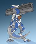  4_arms ambiguous_gender hi_res iota_(sergal) lifting looking_at_viewer machine multi_arm multi_limb robot sergal steel_bar stupidshepherd synthetic 