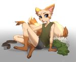  alshir0 anthro belt biped blue_eyes bottomwear clothing fluffy fluffy_tail hi_res league_of_legends male mammal recon_scout_teemo riot_games shorts simple_background teemo_(lol) tongue tongue_out video_games yordle 